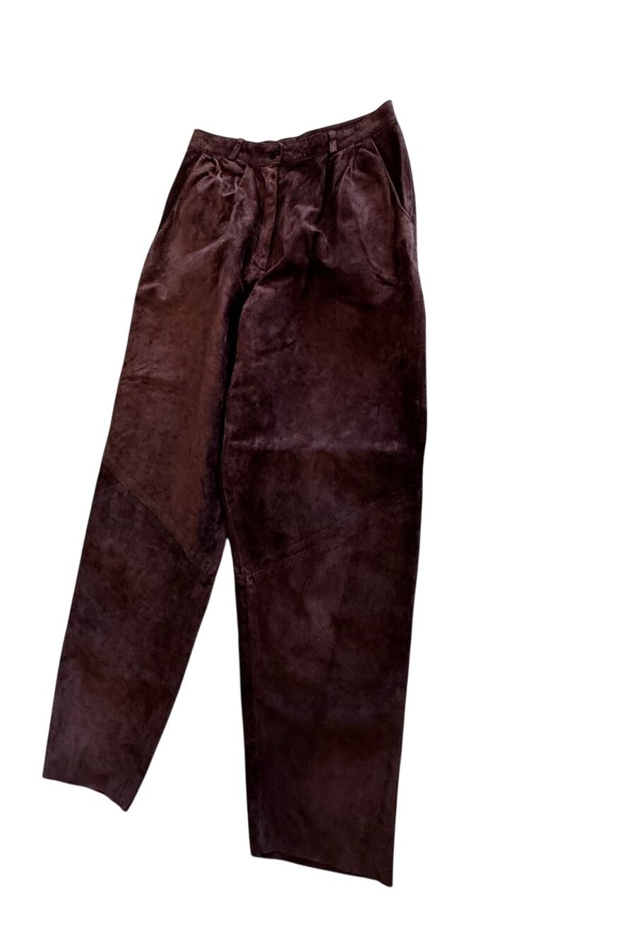 Vintage Kenar Womens Suede Pants Sz M Brown High Rise Pleated Trousers